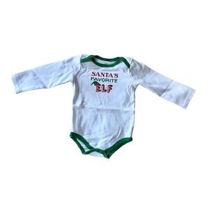 Baby “Santa’s Favorite Elf” Christmas One-piece, Sz: